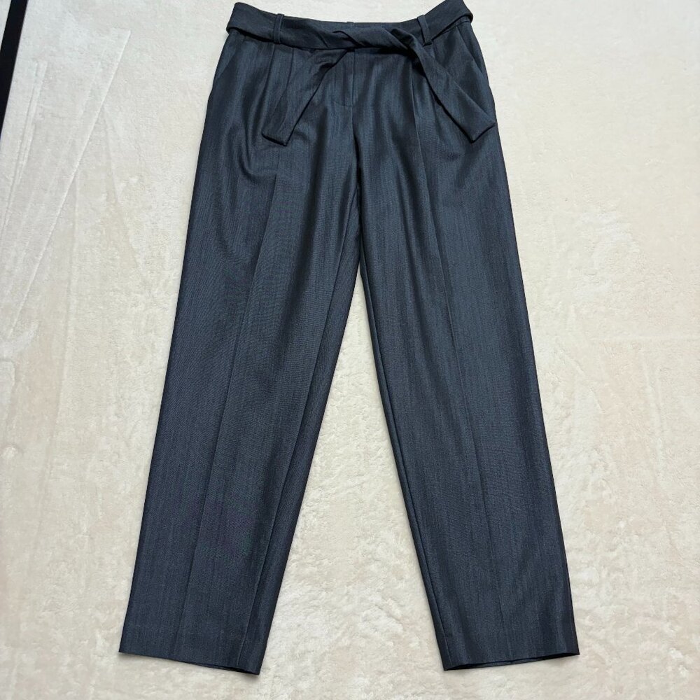 Calvin Klein Womens Paperbag Straight Leg Pants w/‎ Belt Sz 4 Blue Career Office